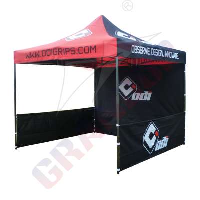 black 3mX3m gazebo with solid walls and half wall